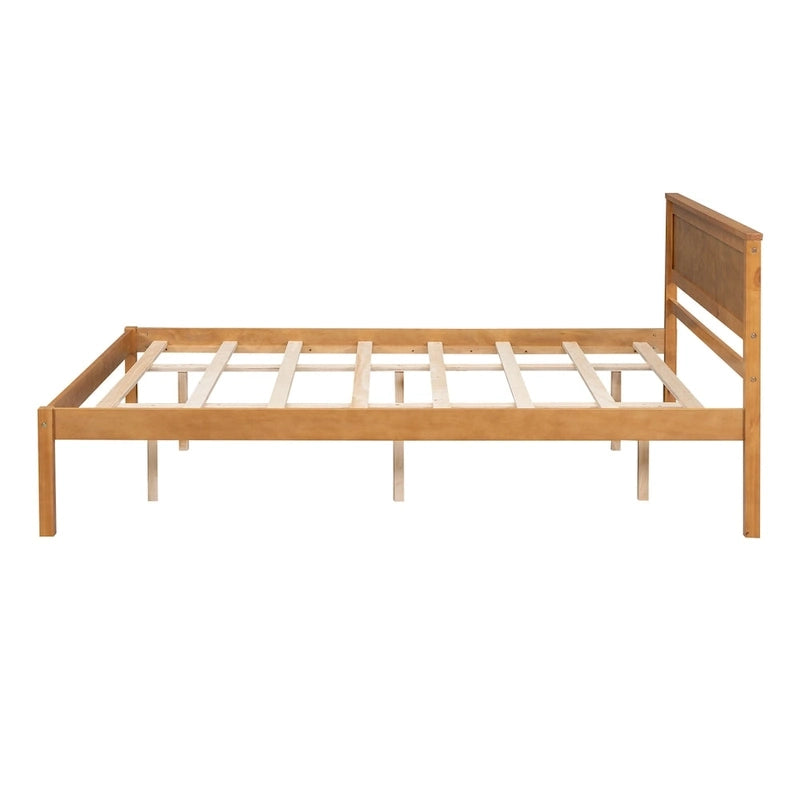 Lit plateforme en bois de pin avec tête de lit et sommier à lattes en bois pour chambre à coucher