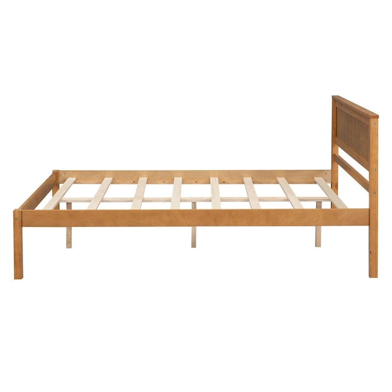 Lit plateforme en bois de pin avec tête de lit et sommier à lattes en bois pour chambre à coucher