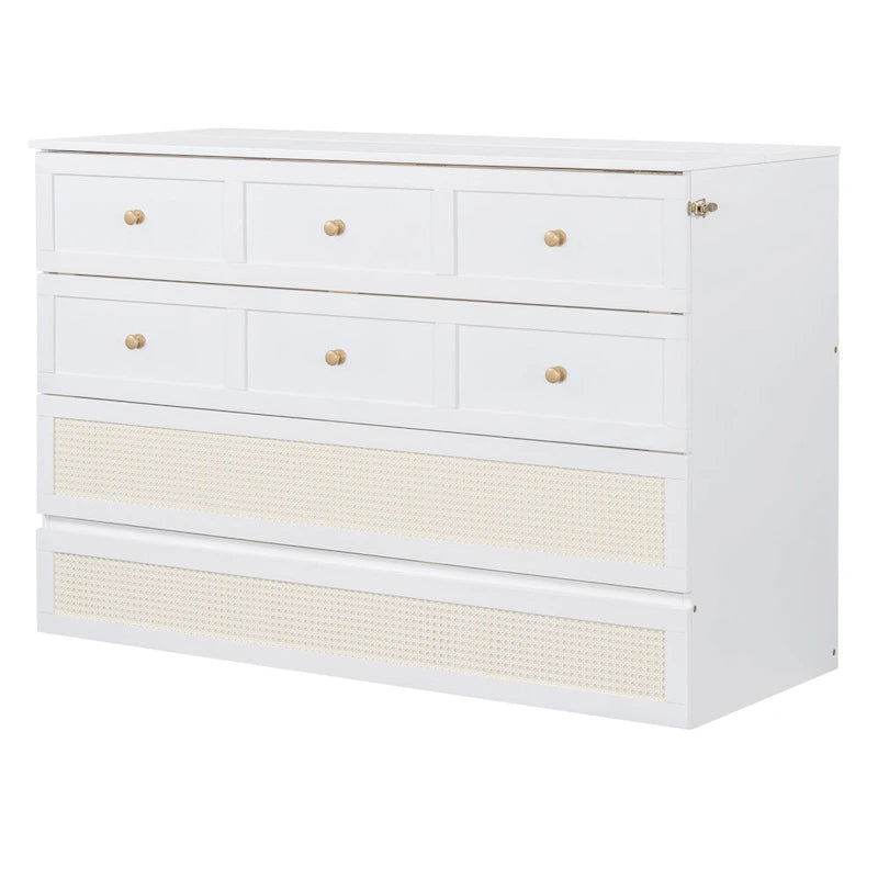 Lit escamotable moderne blanc de taille Queen avec rangements polyvalents grands tiroirs pour chambre à coucher