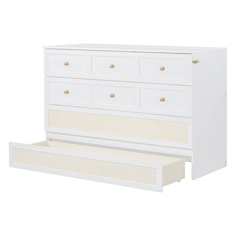 Lit escamotable moderne blanc de taille Queen avec rangements polyvalents grands tiroirs pour chambre à coucher