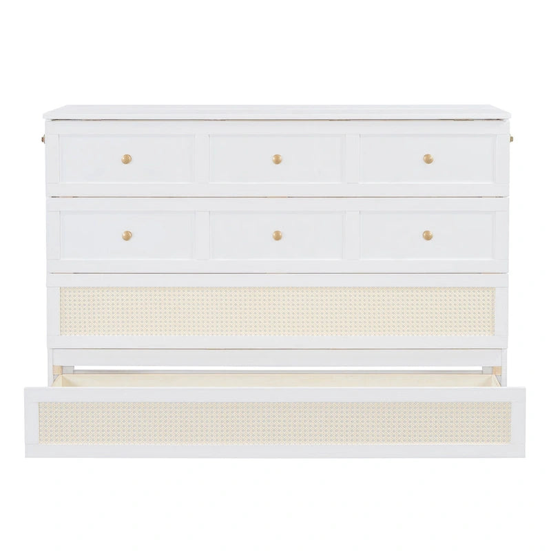 Lit escamotable moderne blanc de taille Queen avec rangements polyvalents grands tiroirs pour chambre à coucher