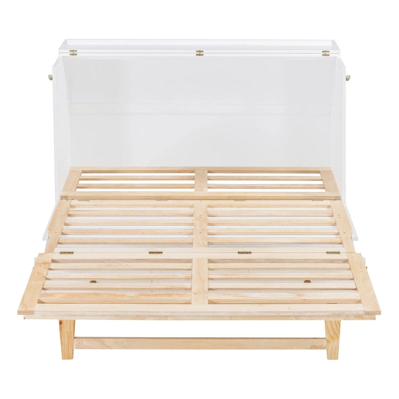 Lit escamotable moderne blanc de taille Queen avec rangements polyvalents grands tiroirs pour chambre à coucher