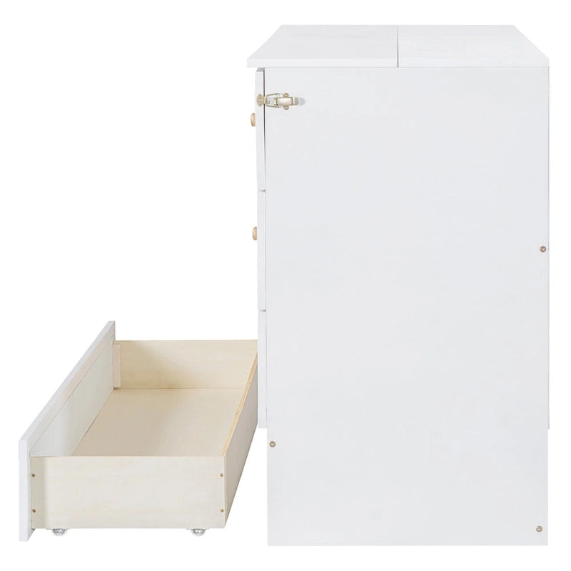 Lit escamotable moderne blanc de taille Queen avec rangements polyvalents grands tiroirs pour chambre à coucher
