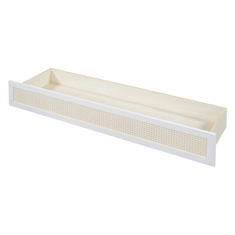 Lit escamotable moderne blanc de taille Queen avec rangements polyvalents grands tiroirs pour chambre à coucher