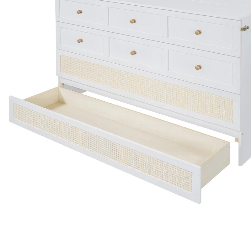 Lit escamotable moderne blanc de taille Queen avec rangements polyvalents grands tiroirs pour chambre à coucher