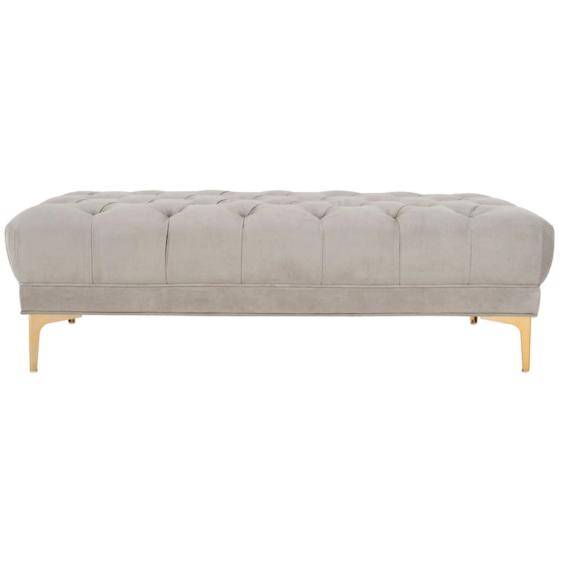 Banc rectangulaire capitonné bleu marine/laiton - 54 x 27 x 16 - 54La x 27P x 16H