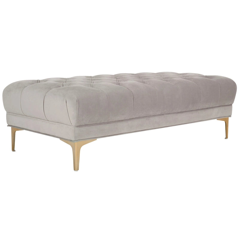 Banc rectangulaire capitonné bleu marine/laiton - 54 x 27 x 16 - 54La x 27P x 16H