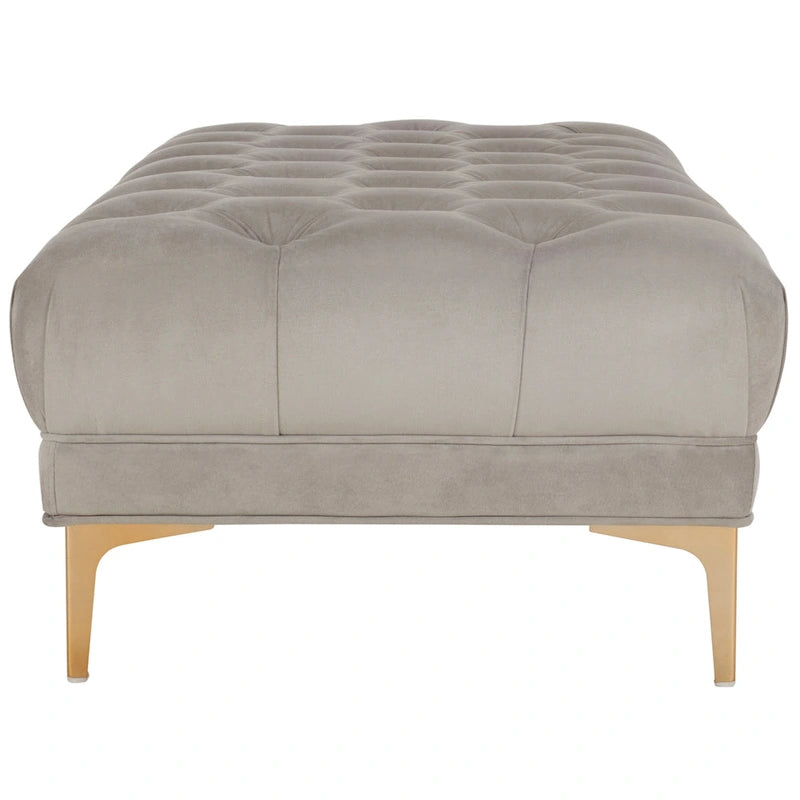 Banc rectangulaire capitonné bleu marine/laiton - 54 x 27 x 16 - 54La x 27P x 16H