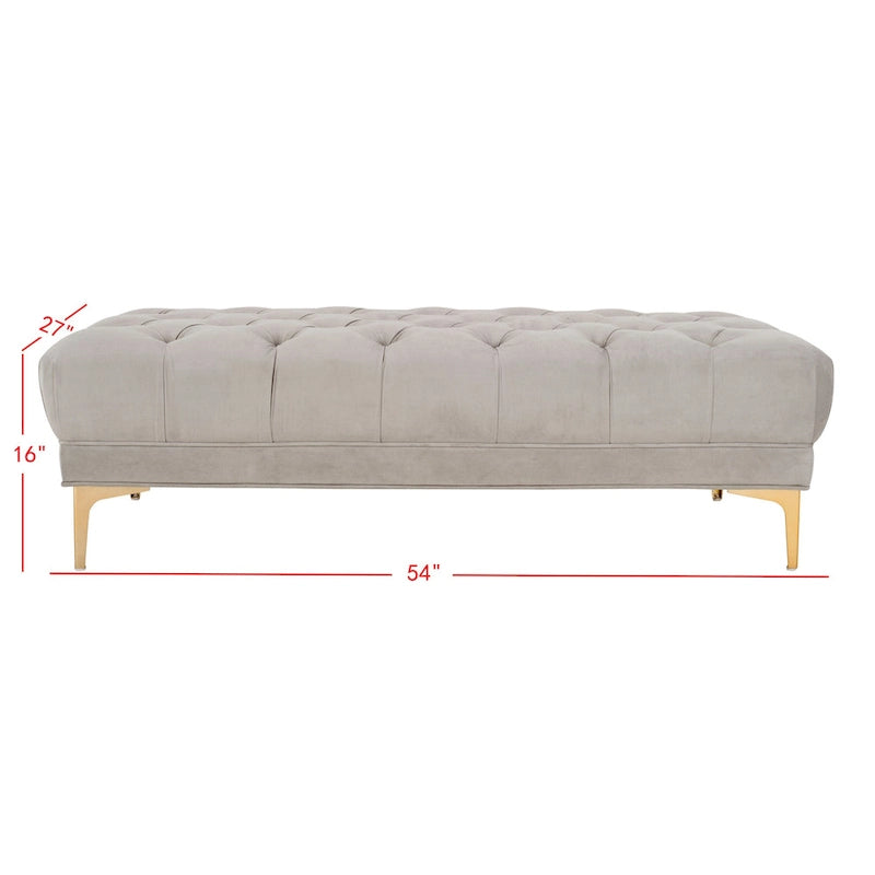 Banc rectangulaire capitonné bleu marine/laiton - 54 x 27 x 16 - 54La x 27P x 16H