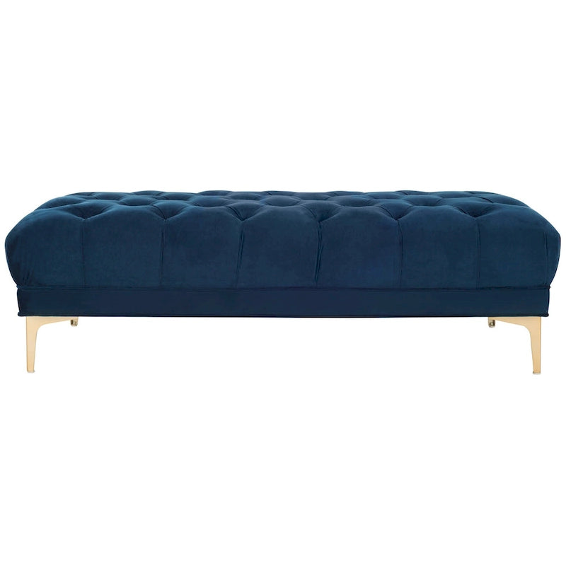 Banc rectangulaire capitonné bleu marine/laiton - 54 x 27 x 16 - 54La x 27P x 16H