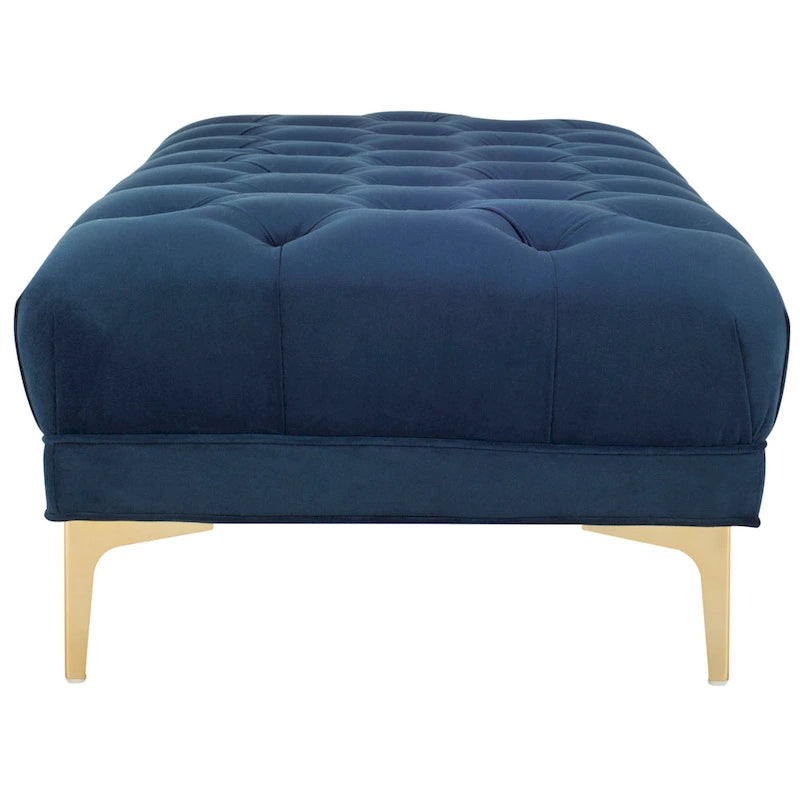 Banc rectangulaire capitonné bleu marine/laiton - 54 x 27 x 16 - 54La x 27P x 16H