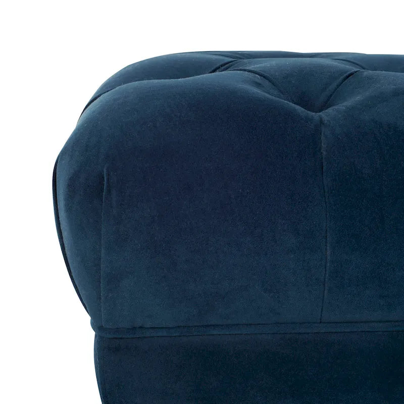 Banc rectangulaire capitonné bleu marine/laiton - 54 x 27 x 16 - 54La x 27P x 16H