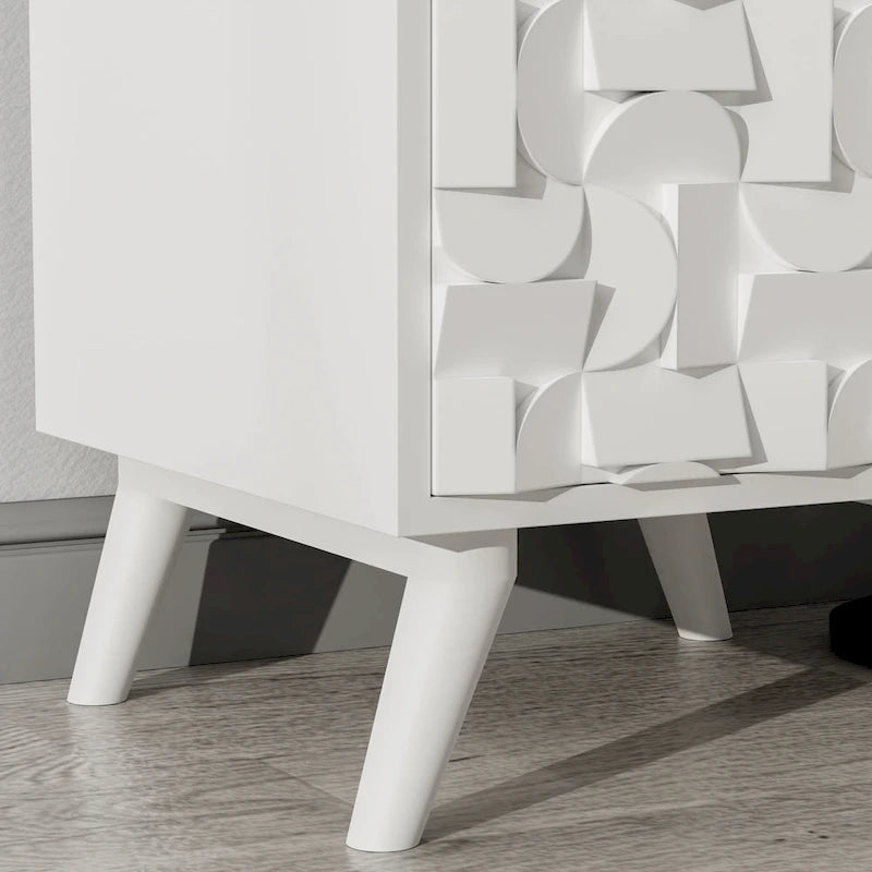 Table de chevet moderne 1 porte et 1 tiroir en bois massif