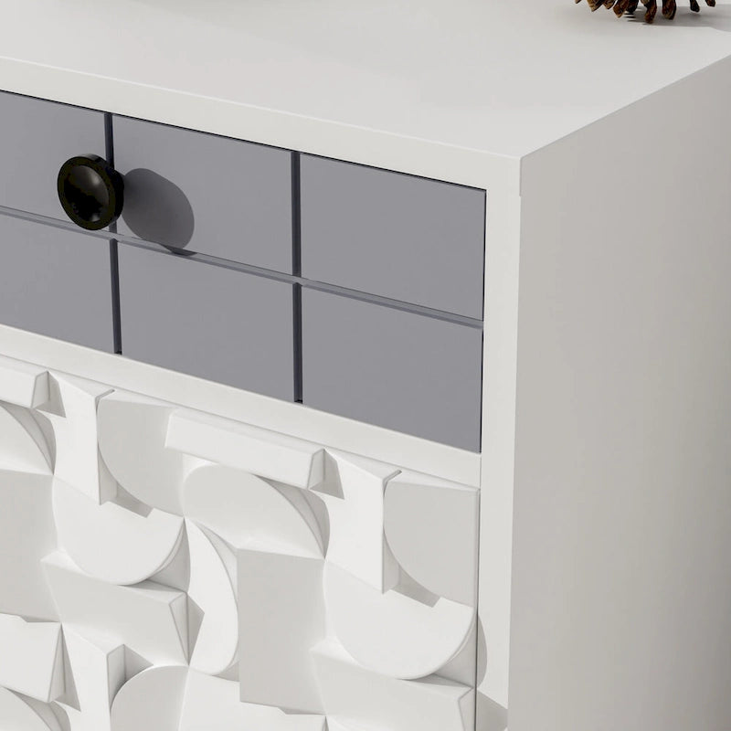Table de chevet moderne 1 porte et 1 tiroir en bois massif