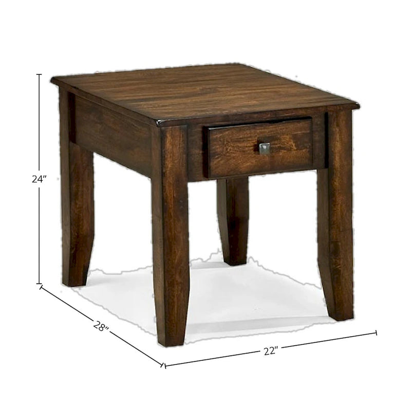 Table d'appoint avec tiroir en bois de manguier