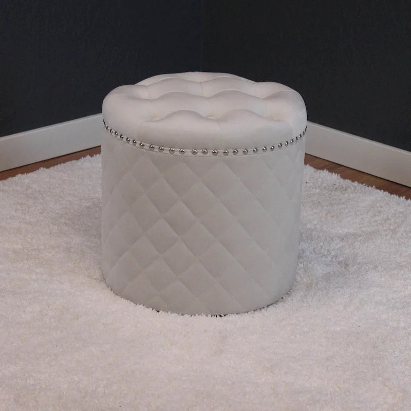 Pouf rond en velours uni
