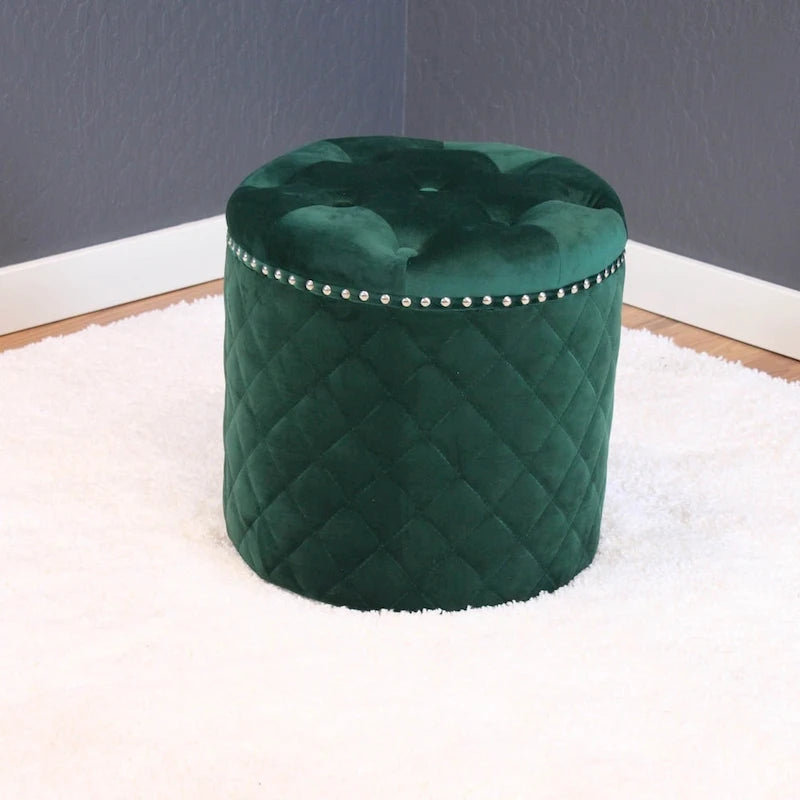Pouf rond en velours uni