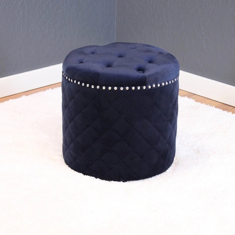 Pouf rond en velours uni