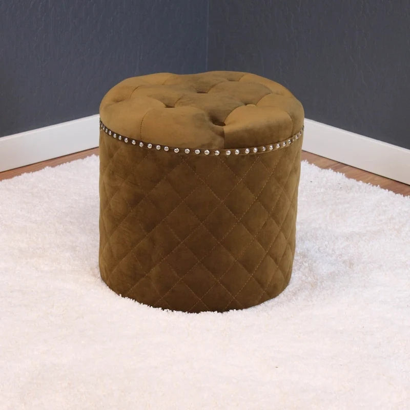 Pouf rond en velours uni