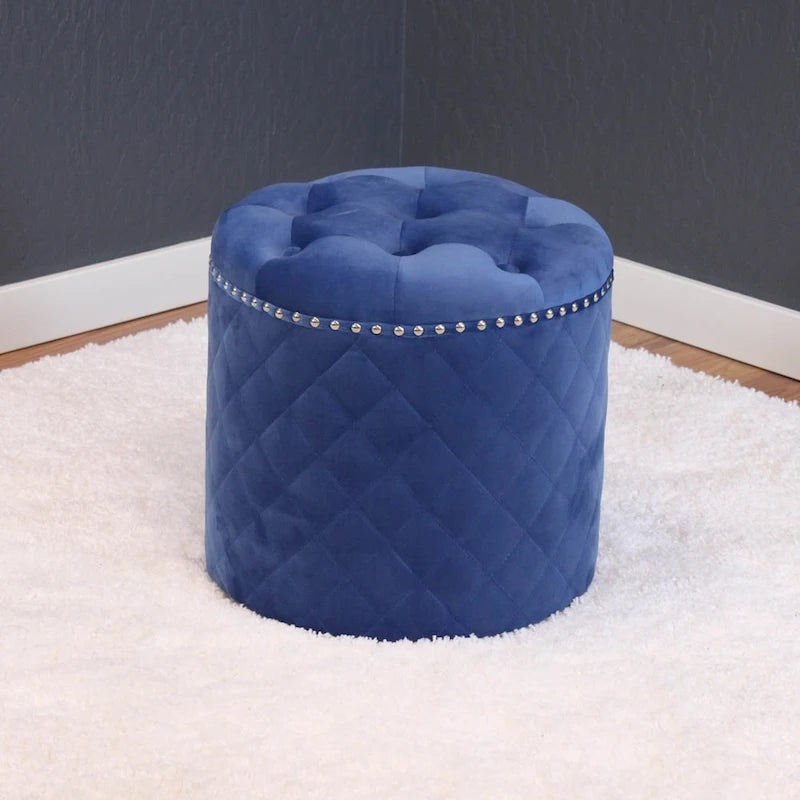 Pouf rond en velours uni