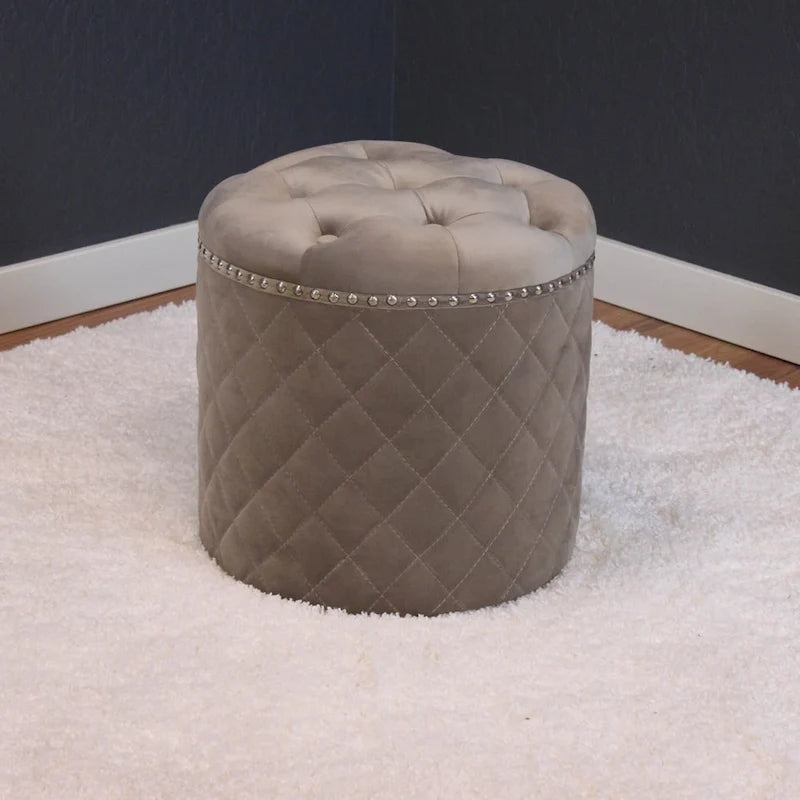 Pouf rond en velours uni