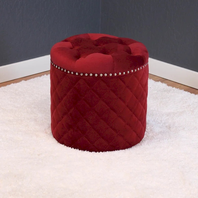 Pouf rond en velours uni