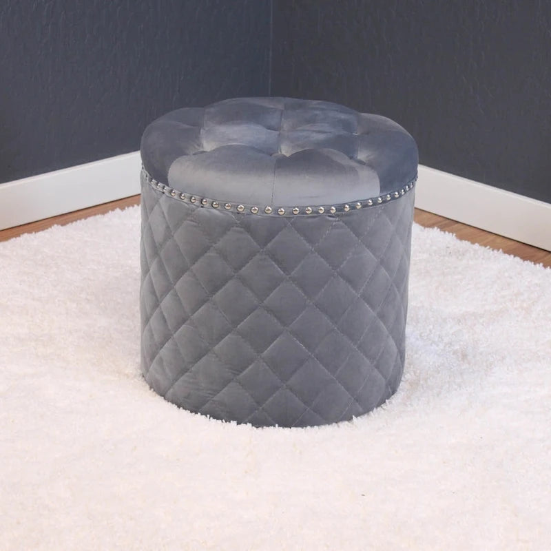 Pouf rond en velours uni