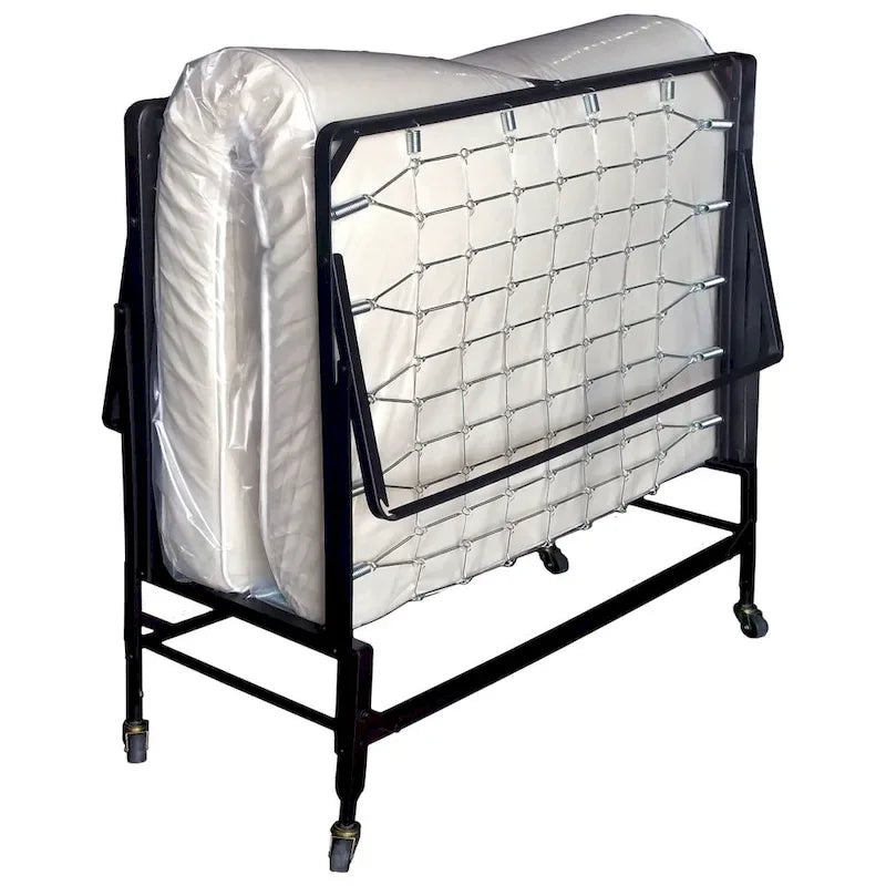 Lit pliant contemporain noir de 48 pouces en acier avec matelas