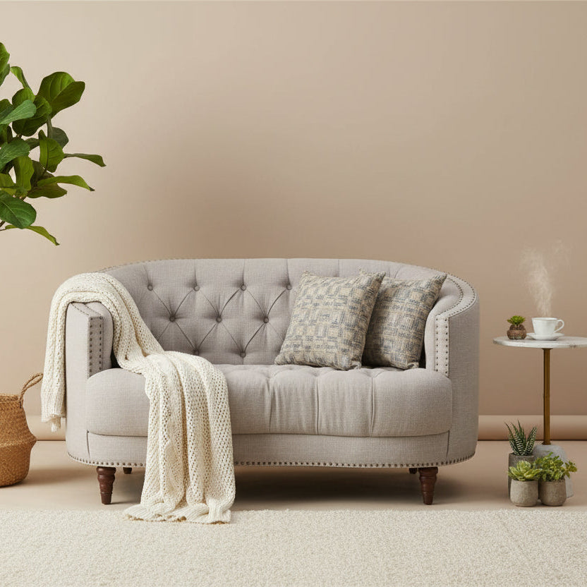 Charleston Tufted Fabric Loveseat