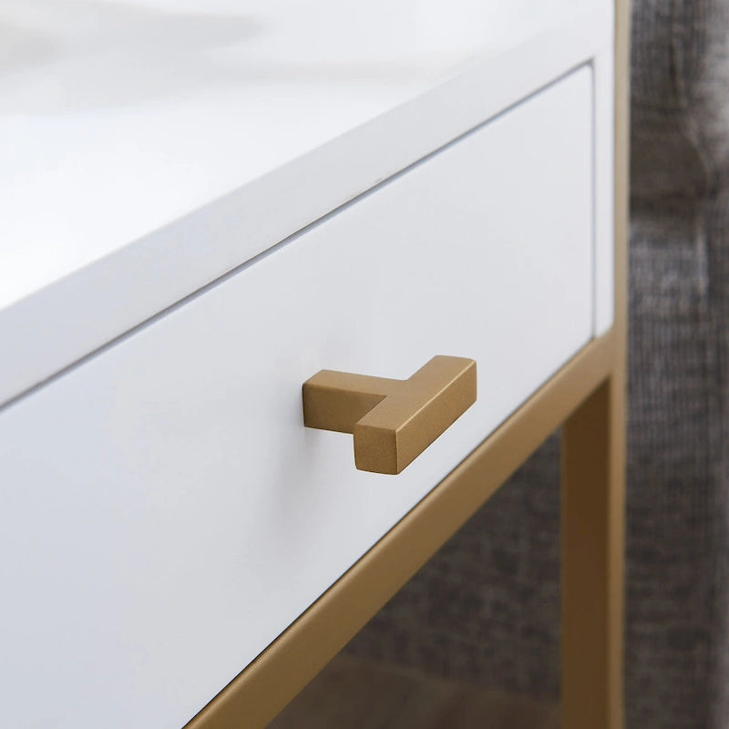 Table d'appoint en métal et bois avec tiroirs