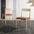 Chaise de salle à manger en cuir (lot de 2) - 47 cm (L) x 51 cm (P) x 80 cm (H)