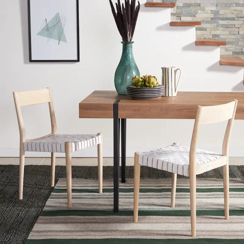 Chaise de salle à manger en cuir (lot de 2) - 47 cm (L) x 51 cm (P) x 80 cm (H)