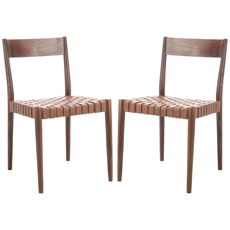 Chaise de salle à manger en cuir (lot de 2) - 47 cm (L) x 51 cm (P) x 80 cm (H)