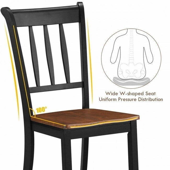 Lot de 2 chaises de salle à manger en bois massif à dossier fuseau - 45,7 x 53,3 x 97,8 cm (L x P x H)