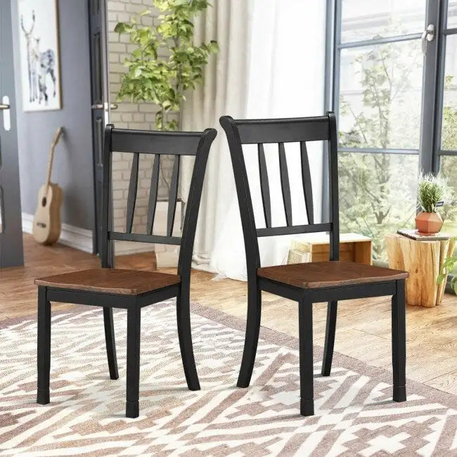 Lot de 2 chaises de salle à manger en bois massif à dossier fuseau - 45,7 x 53,3 x 97,8 cm (L x P x H)