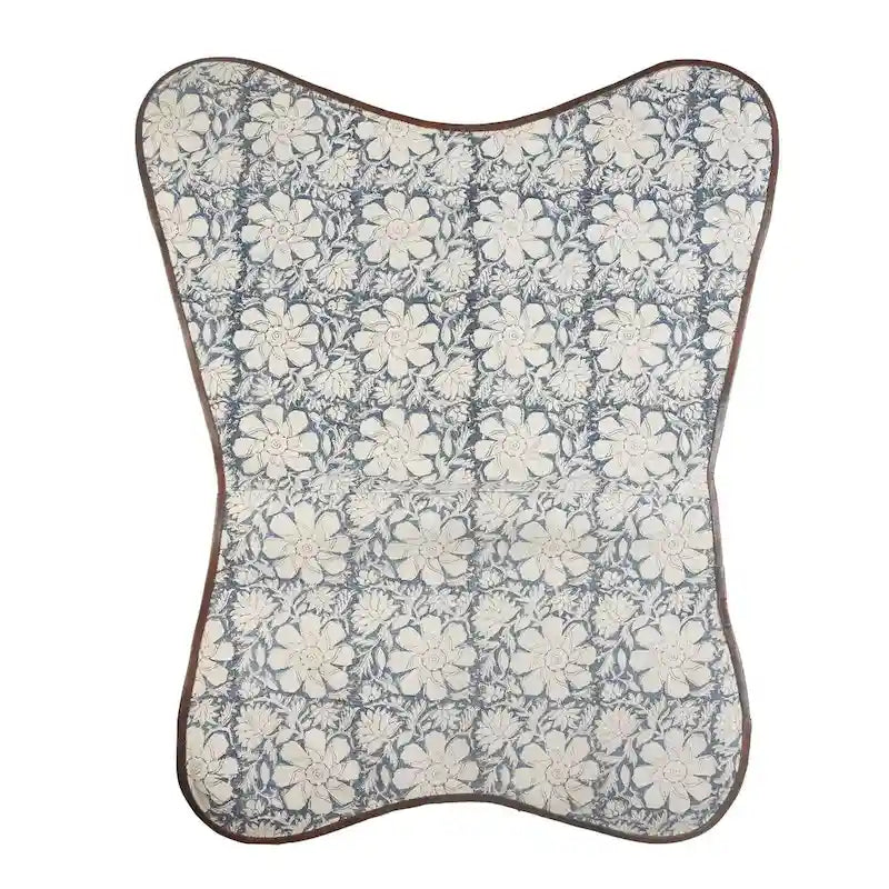Chaise papillon en similicuir à fleurs bleues et blanches