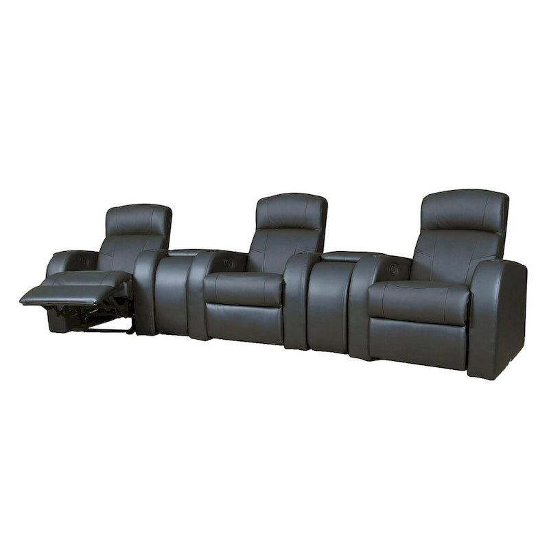 Fauteuil de cinéma maison noir à 3 places avec 2 consoles d'angle