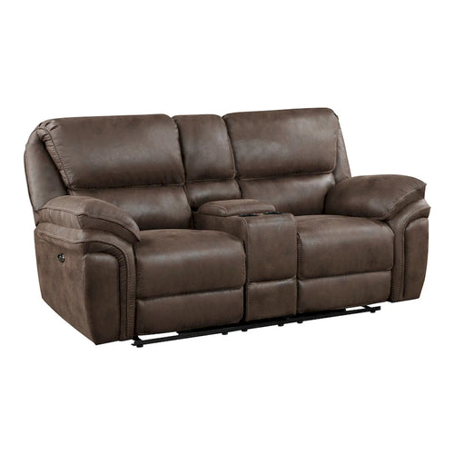 Causeuse inclinable électrique double de 80 pouces, console, porte-gobelets, USB, marron