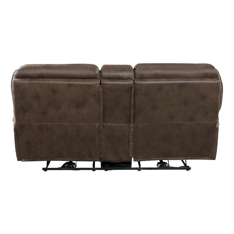 Causeuse inclinable électrique double de 80 pouces, console, porte-gobelets, USB, marron