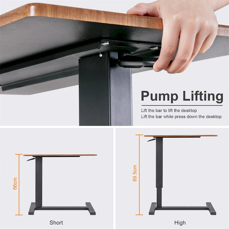 Table d'appoint de canapé réglable en forme de C avec roulettes