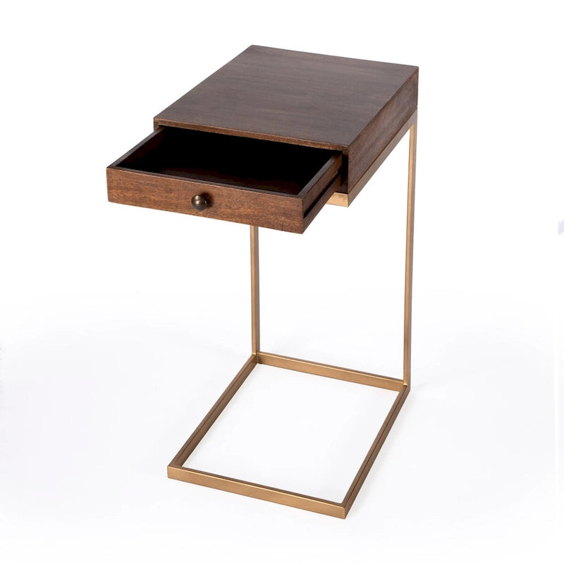 Table d'appoint en C avec 1 tiroir
