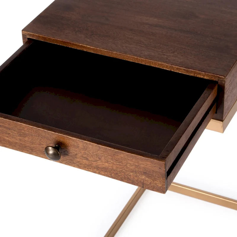 Table d'appoint en C avec 1 tiroir