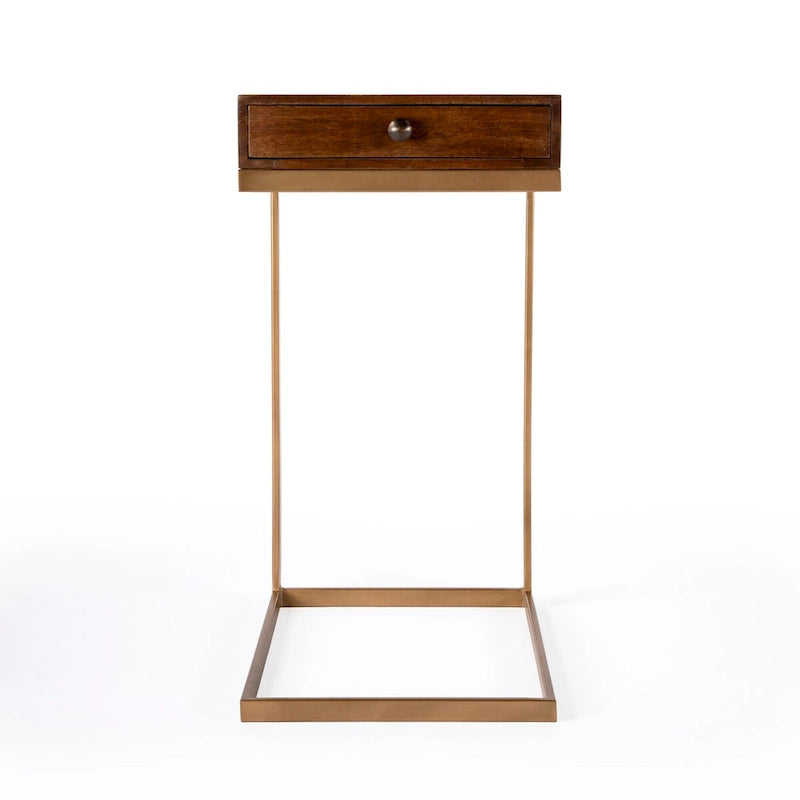Table d'appoint en C avec 1 tiroir