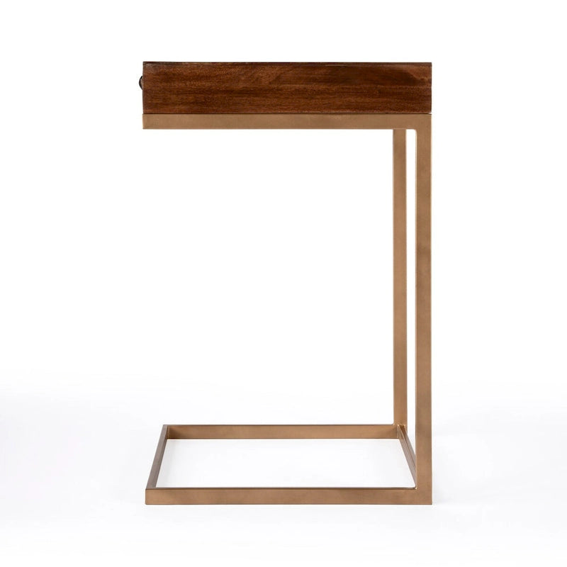 Table d'appoint en C avec 1 tiroir
