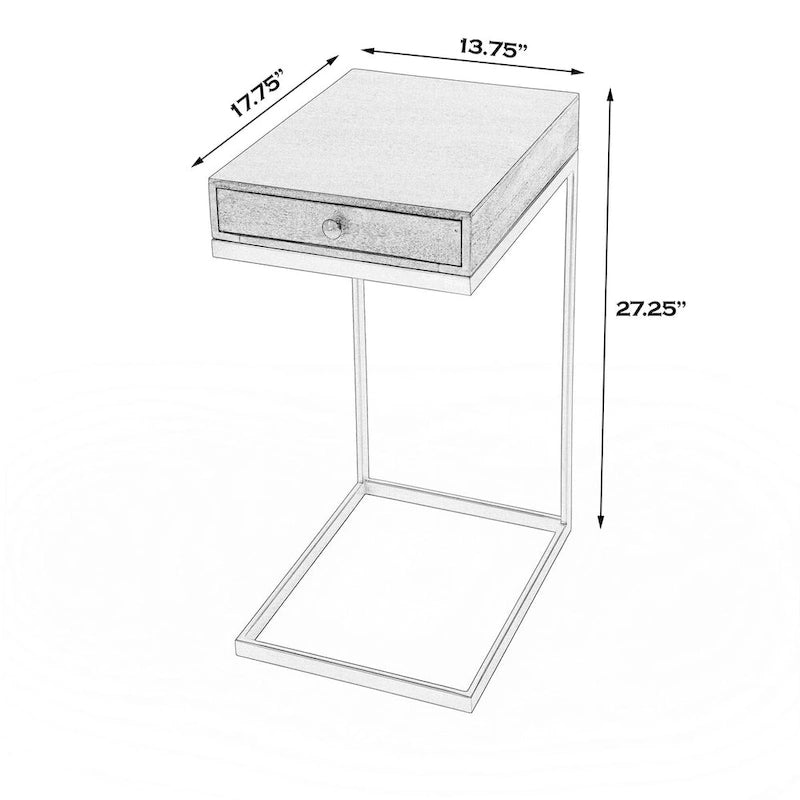 Table d'appoint en C avec 1 tiroir