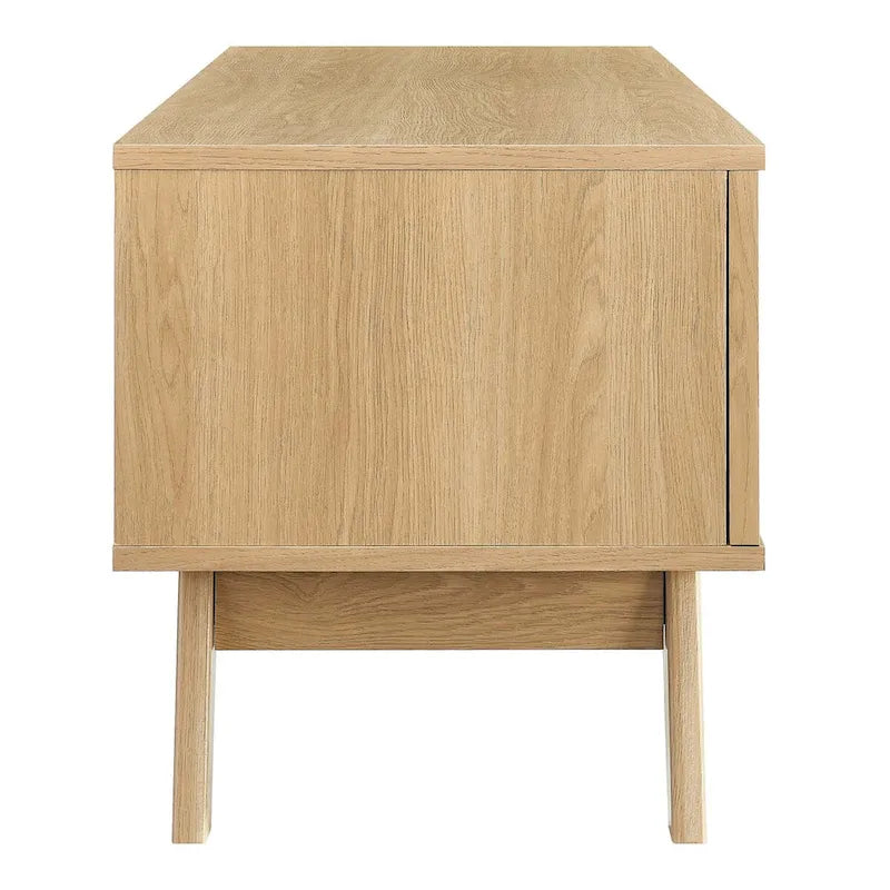 Meuble TV 120 cm avec portes coulissantes en rotin