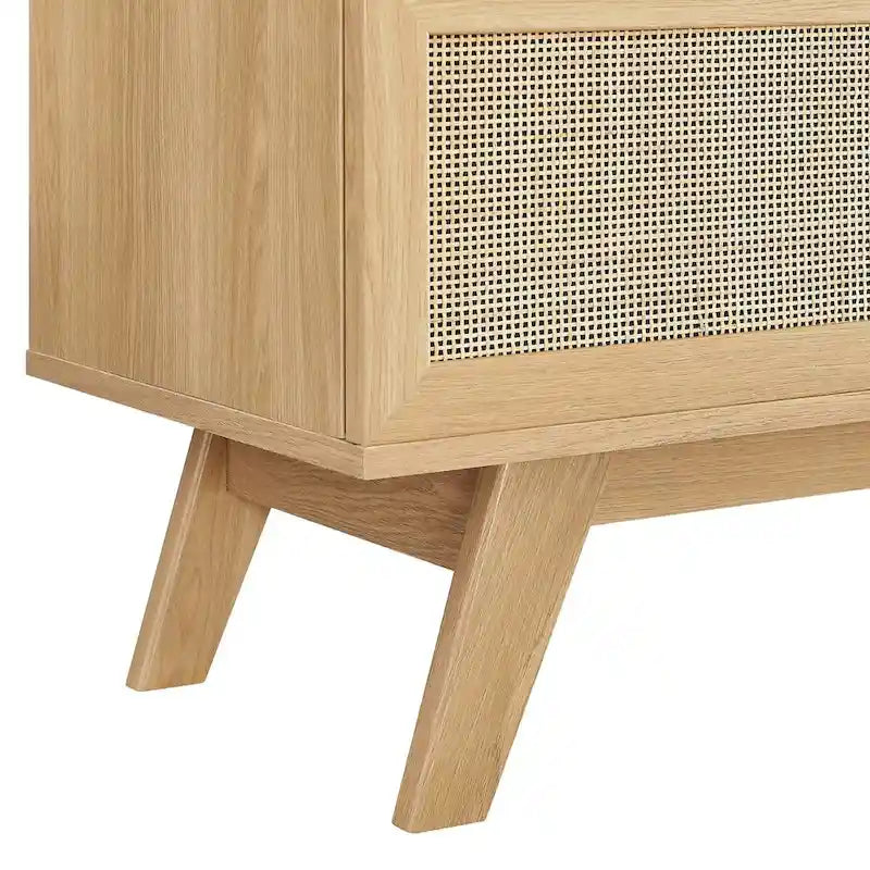 Meuble TV 120 cm avec portes coulissantes en rotin