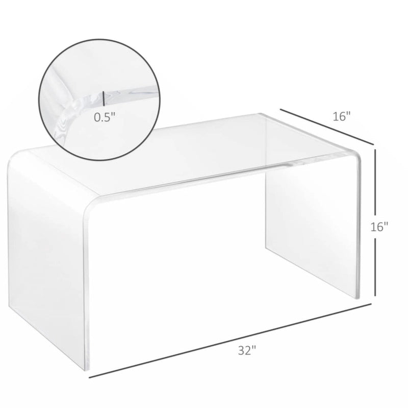 Table basse cascade en acrylique rectangulaire de 32 po – Transparente