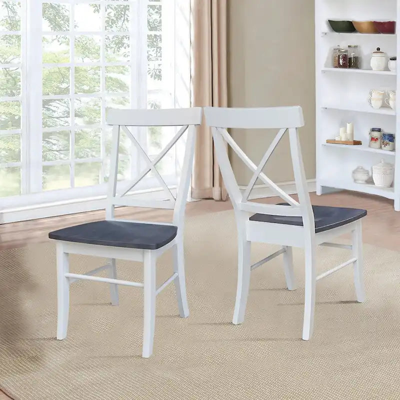 Table de salle à manger à piédestal ronde de 36 po avec 4 chaises de salle à manger à dossier en X