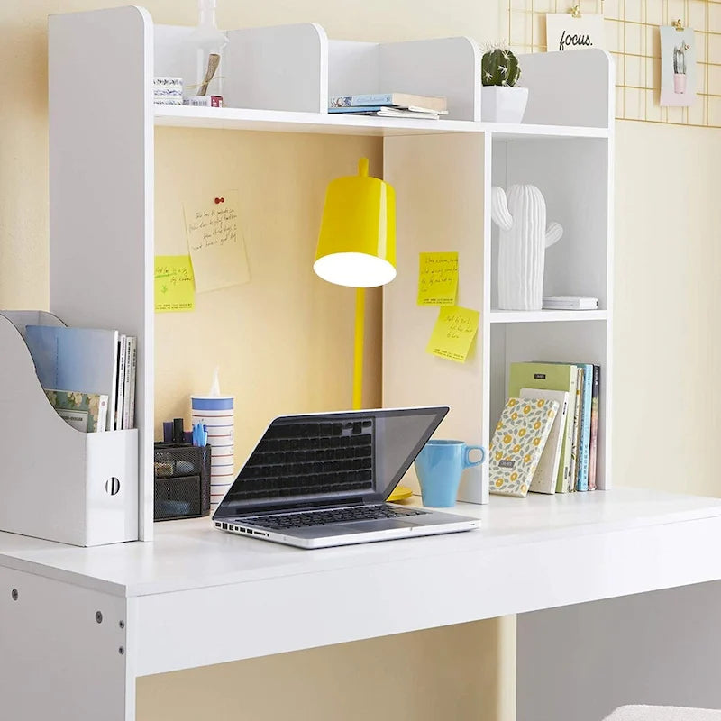 Étagère de bureau blanche avec huche